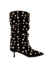 Eva Minge Botki EO-TESS-2117-05 Czarny. Czarne botki Eva Minge, bez wzorów, ze skóry, bez obcasa, na szpilce, bez zapięcia. Za 429.99 zł.