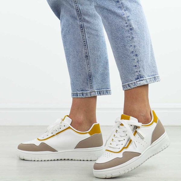 Beżowe sportowe buty damskie McBraun 23233. Brązowe buty sportowe lifestyle McBraun, na lato, bez wzorów, ze skóry, klasyczne, bez zapięcia. W wyprzedaży za 64.35 zł.