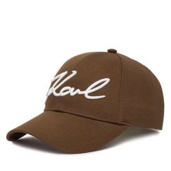 Czapka z daszkiem KARL LAGERFELD. Brązowe czapki z daszkiem KARL LAGERFELD, bez wzorów. Za 299.99 zł.