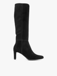 Czarne kozaki z wąską cholewką. Czarne kozaki Brawo sp. z o.o., bez wzorów, ze skóry, eleganckie, bez obcasa, na obcasie, bez zapięcia. Za 629.99 zł.