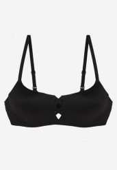 Czarny Gładki Biustonosz z Ozdobną Imitacją Sznurowania Azivene. Czarne biustonosze Born2be, bez wzorów. Za 39.99 zł.