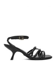 GINO ROSSI Sandały EO-LS655783-1 Czarny. Czarne sandały Gino Rossi, bez wzorów, ze skóry, bez obcasa, na szpilce, bez zapięcia. Za 349.99 zł.