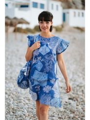 Isla Bonita by SIGRIS Sukienka w kolorze niebieskim rozmiar: L. Niebieskie sukienki Isla Bonita by SIGRIS, na co dzień, l, bez wzorów, z bawełny, bez kołnierzyka, bez ramiączek, mini, proste. Za 105.63 zł.