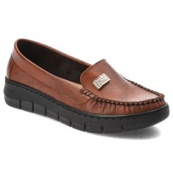 Brązowe Półbuty Armodo Modne Skórzane Obuwie Damskie. Brązowe półbuty wsuwane Armodo, z aplikacjami, ze skóry, eleganckie, bez obcasa. Za 314.99 zł.