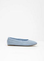 Baleriny z miękkiego materiału. Czarne baleriny bonprix, bez wzorów, bez obcasa, bez zapięcia. Za 127.99 zł.