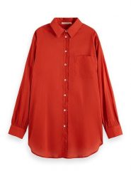Scotch & Soda Koszula w kolorze czerwonym rozmiar: 38. Czerwone koszule Scotch & Soda, bez wzorów, z bawełny, bez kołnierzyka, bez ramiączek. Za 136.45 zł.