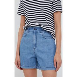 Sisley szorty bawełniane damskie gładkie high waist. Niebieskie szorty Sisley, bez wzorów, z bawełny. Za 239.99 zł.