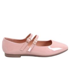 Baleriny lakierowane w stylu Mary Jane Liths Nude różowe. Czerwone baleriny bez wzorów, z lakierowanej skóry, bez obcasa, bez zapięcia. Za 83.35 zł.