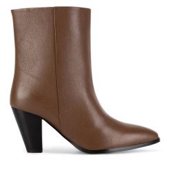 Botki Gino Rossi. Brązowe botki Gino Rossi, bez wzorów, bez obcasa, na słupku, bez zapięcia. Za 279.99 zł.