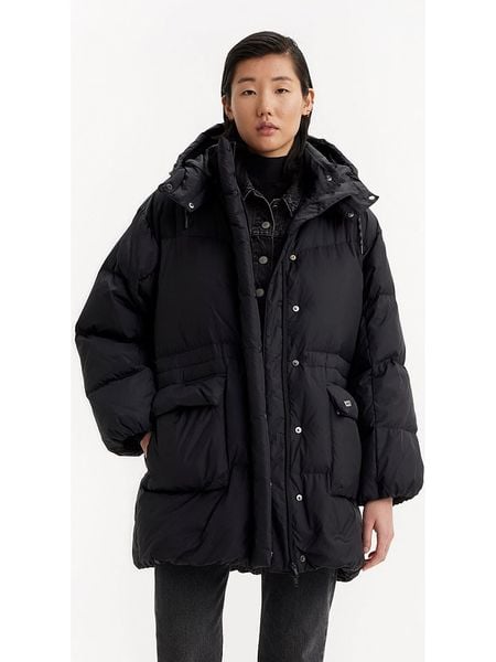 Levi's Kurtka zimowa w kolorze czarnym rozmiar: L. Czarne kurtki Levi's, na zimę, l, bez wzorów, z puchu, bez kaptura. Za 505.13 zł.