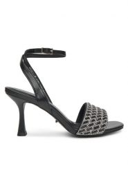 DeeZee Sandały LH24015-1 Czarny. Czarne sandały DeeZee, bez wzorów, ze skóry, bez obcasa, na szpilce, bez zapięcia. Za 149.99 zł.