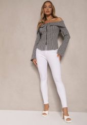 Białe Jeansy Skinny z Bawełną High Waist Ozdobione Guzikami Callirna. Białe jeansy Renee, z aplikacjami, z bawełny, eleganckie, z podwyższonym stanem. W wyprzedaży za 50.99 zł.
