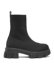 DeeZee Botki WS5553-11 Czarny. Czarne botki DeeZee, bez wzorów, z materiału, bez obcasa, na płaskiej podeszwie, bez zapięcia. Za 119.99 zł.