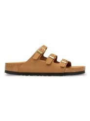 Birkenstock Skórzane klapki "Florida" w kolorze jasnobrązowym rozmiar: 37. Brązowe klapki Birkenstock, bez wzorów, klasyczne, z otwartym noskiem, bez obcasa, bez zapięcia. Za 339.95 zł.