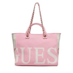 Torebka Guess. Czerwone shopper bag Guess, z aplikacjami, bez dodatków. Za 399.99 zł.