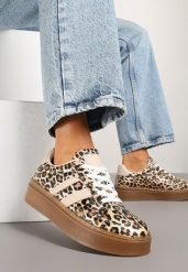 Panterkowe Sneakersy Tenisówki Ozdobione Paskami Sovresia. Trampki Renee, z aplikacjami, bez zapięcia. W wyprzedaży za 75.99 zł.