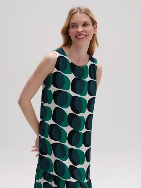 OPUS Sukienka w kolorze zielono-białym rozmiar: 36. Białe sukienki Opus, bez wzorów, z wiskozy, bez kołnierzyka, bez ramiączek, midi. Za 105.63 zł.