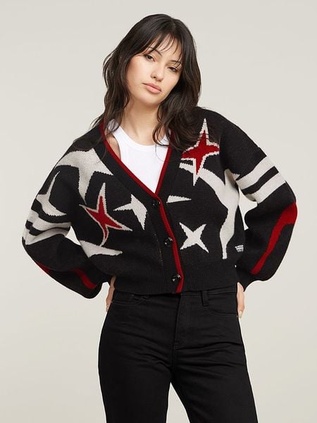 G-Star Kardigan "Holiday" w kolorze czarno-czerwono-białym rozmiar: XL. Czarne swetry G-Star, xl, bez wzorów, z wełny, retro, bez ramiączek. Za 306.73 zł.