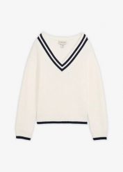 Sweter z mieszanki wiskozy. Białe swetry bonprix, bez wzorów, z wiskozy, bez ramiączek. Za 107.99 zł.