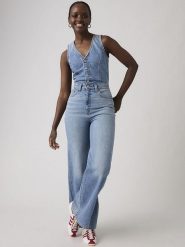 Levi's Kombinezon dżinsowy w kolorze błękitnym rozmiar: W30. Niebieskie kombinezony Levi's, s, bez wzorów, z bawełny, klasyczne, bez kołnierzyka, bez ramiączek. Za 413.30 zł.