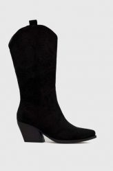 Answear Lab kowbojki damskie kolor czarny na słupku. Czarne kozaki Answear Lab, bez wzorów, bez obcasa, na obcasie, bez zapięcia. W wyprzedaży za 209.99 zł.