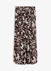 Spódnica midi z lejącej mieszanki wiskozy. Brązowe spódnice bonprix, bez wzorów, z wiskozy, midi. Za 47.99 zł.