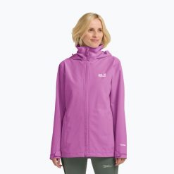 Kurtka przeciwdeszczowa damska Jack Wolfskin Trailtime 2L. Fioletowe kurtki Jack Wolfskin, l, bez wzorów, z materiału, bez kaptura. Za 449.99 zł.