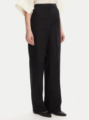 Tommy Hilfiger Spodnie materiałowe WW0WW46823 Czarny Straight Fit. Czarne spodnie materiałowe Tommy Hilfiger, bez wzorów, ze lnu. Za 559.99 zł.