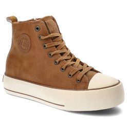 Beżowe Sneakersy Big Star Damskie Buty Sportowe. Brązowe buty sportowe lifestyle BIG STAR, na wiosnę, bez wzorów, ze skóry ekologicznej, bez zapięcia, do biegania. Za 139.00 zł.