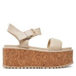 Sandały Lasocki. Brązowe sandały Lasocki, bez wzorów, bez obcasa, na koturnie, bez zapięcia. Za 269.99 zł.