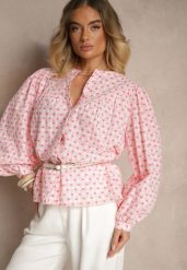 Różowa Bawełniana Koszula w Kratkę Vichy i Serduszka Halorwena. Czerwone koszule Renee, m, bez wzorów, z bawełny, eleganckie, bez kołnierzyka, bez ramiączek. W wyprzedaży za 107.99 zł.