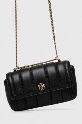 Tory Burch torebka skórzana kolor czarny. Czarne listonoszki Tory Burch, bez wzorów, bez dodatków. Za 1,629.90 zł.