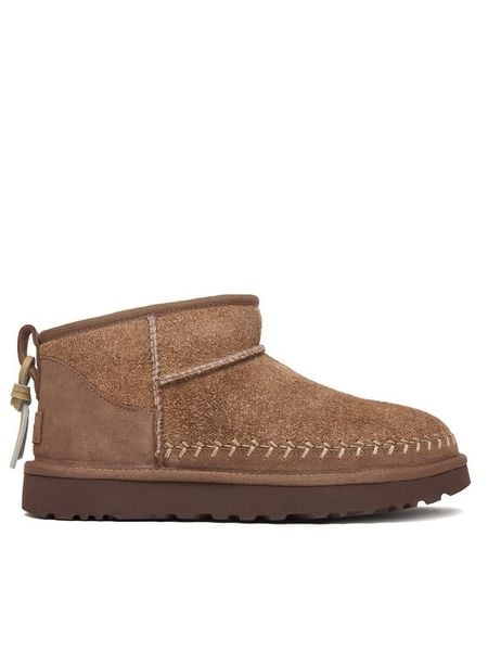 Ugg Śniegowce W Classic Ultra Mini Biarritz 1171538 Beżowy. Brązowe śniegowce UGG, bez wzorów, ze skóry, bez zapięcia. Za 809.99 zł.