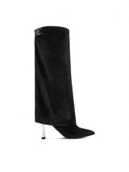 Juicy Couture Kozaki EO-R24SS94662 Czarny. Czarne kozaki Juicy Couture, bez wzorów, z materiału, bez obcasa, na szpilce, bez zapięcia. Za 459.99 zł.