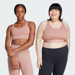 Biustonosz FastImpact Luxe Run High-Support. Czerwone biustonosze sportowe adidas, bez wzorów, z materiału, na fitness i siłownię. Za 379.00 zł.
