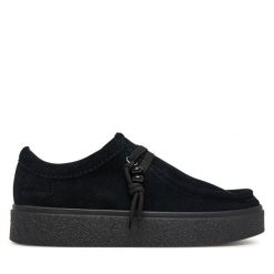 Półbuty Clarks. Czarne półbuty wsuwane Clarks, bez wzorów, bez obcasa, na płaskiej podeszwie. Za 479.99 zł.