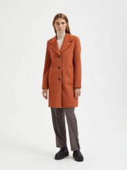 SELECTED FEMME Płaszcz przejściowy "Sasja" w kolorze pomarańczowym rozmiar: 40. Pomarańczowe płaszcze Selected Femme, bez wzorów, z wełny, bez kaptura. Za 202.50 zł.