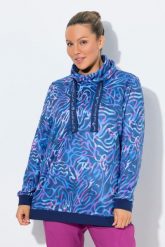 Damskie Bluza stójka długie rękawy z recyklingu. Niebieskie bluzy z kapturem Ulla Popken, m, bez wzorów, z elastanu, bez kaptura. Za 239.99 zł.