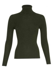 MOSS COPENHAGEN Wełniany golf "Rigmor Avalina" w kolorze ciemnozielonym rozmiar: XS. Zielone swetry Moss Copenhagen, xs, bez wzorów, z bawełny, bez ramiączek. Za 178.79 zł.