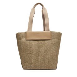 Torebka Calvin Klein. Brązowe shopper bag Calvin Klein, bez wzorów, bez dodatków. Za 309.99 zł.