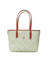 Tommy Hilfiger Torebka Th Monoplay Leather Mini Tote AW0AW17415 Zielony. Zielone torebki klasyczne Tommy Hilfiger, bez wzorów, ze skóry, bez dodatków. Za 409.99 zł.