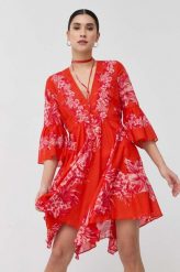 Twinset sukienka bawełniana kolor pomarańczowy mini rozkloszowana. Brązowe sukienki Twinset, bez wzorów, z bawełny, bez kołnierzyka, bez ramiączek, mini, rozkloszowane. Za 1,379.90 zł.