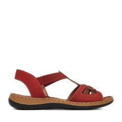 Sandały Go Soft. Czerwone sandały GO SOFT, bez wzorów, bez obcasa, na płaskiej podeszwie, bez zapięcia. Za 179.99 zł.