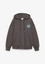 Bluza z kapturem z czystej bawełny. Szare bluzy bonprix, bez wzorów, z bawełny, bez ramiączek, z kapturem. Za 112.99 zł.