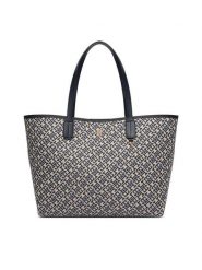 Tommy Hilfiger Torebka Th Icon Tote Jacquard AW0AW18889 Niebieski. Niebieskie shopper bag Tommy Hilfiger, bez wzorów, z materiału, bez dodatków. Za 699.99 zł.