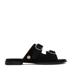 Klapki U.S. Polo Assn. Czarne klapki U.S. Polo Assn., bez wzorów, bez obcasa, bez zapięcia. Za 269.99 zł.