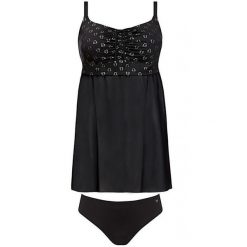 Strój kąpielowy plażowy damski tankini Self Paris. Czarne bikini SELF HEAT, bez wzorów, sportowe. Za 199.00 zł.