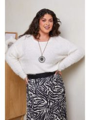 Curvy Lady Sweter w kolorze białym rozmiar: 48/50. Białe swetry Curvy Lady, bez wzorów, ze splotem, klasyczne, bez ramiączek. Za 127.65 zł.