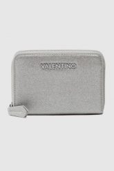 VALENTINO Zestaw srebrny portfel damski z lusterkiem. Szare portfele Valentino by Mario Valentino, bez wzorów, ze skóry. W wyprzedaży za 299.99 zł.
