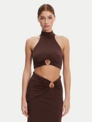 BARDOT Top 59847TB Brązowy Regular Fit. Brązowe topy Bardot, l, bez wzorów, z syntetyku, bez kołnierzyka, bez ramiączek. Za 209.99 zł.